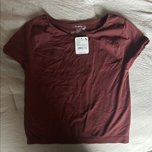 Free People Burgundy Short Sleeve Tee